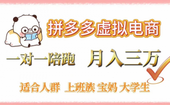 拼多多虚拟电商,0囤货,轻资产,无需发货,一对一陪跑,月入3万