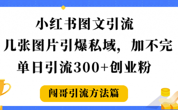 小红书图文引流，几张图片引爆私域加不完，单日引流300＋创业粉