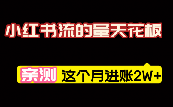 【亲测】小红书的这个赛道,简直就是流量天花板,我这个月已经赚2W+(附带教程)