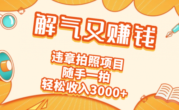2025最新违章拍照赚钱,解气又赚钱的项目,随手一拍,轻松收入3000+