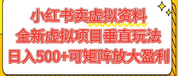 小红书卖虚拟资料500+，全新虚拟项目垂直玩法，可矩阵放大盈利！