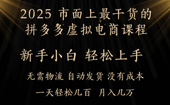 25年最干货的拼多多虚拟电商课程,小白轻松上手,虚拟电商,月入过万只是门槛!