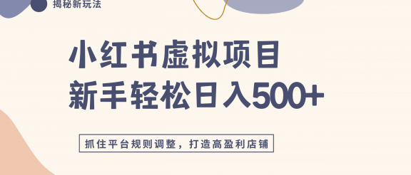 小红书虚拟项目实战4.0，抓住平台规则调整，单店日入500+