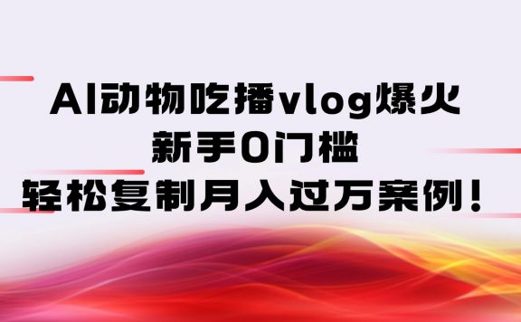 AI动物吃播vlog爆火:新手0门槛,轻松复制月入过万案例!