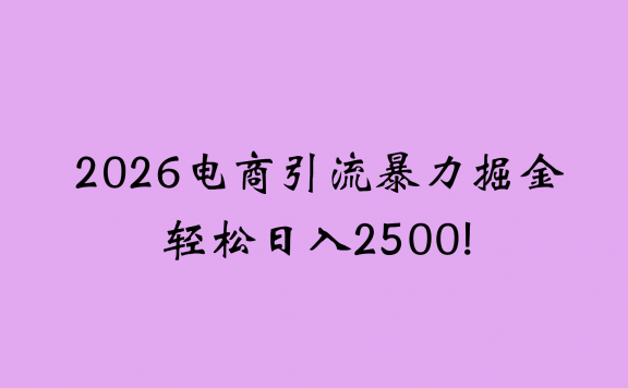 2026电商引流新玩法，日引200 日入2500+