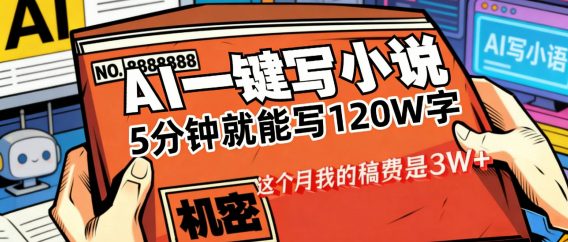 这个月我的稿费又是3W+，用AI写小说真的是太牛了，5分钟就能120W字