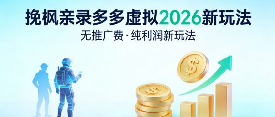 多多虚拟2026最新玩法-无推广-纯利润新玩法