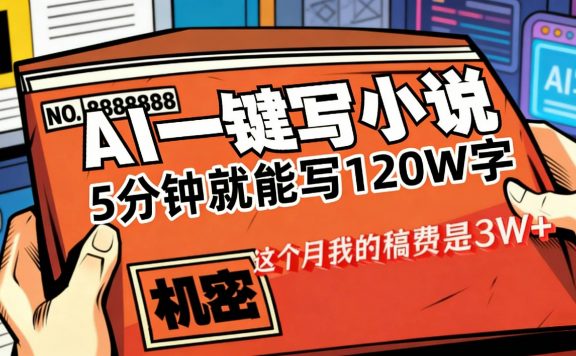 这个月我的稿费又是3W+，用AI写小说真的是太牛了，5分钟就能120W字