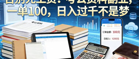 2026年告别死工资！考公资料副业，一单 100，日入过千不是梦