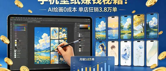 手机壁纸赚钱秘籍！AI 绘画 0 成本 单店狂销 3.8 万单