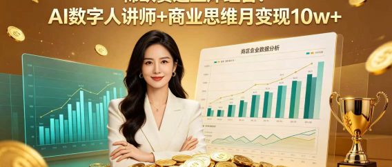 稀缺赛道王炸组合！AI 数字人讲师 + 商业思维 月变现 10w+