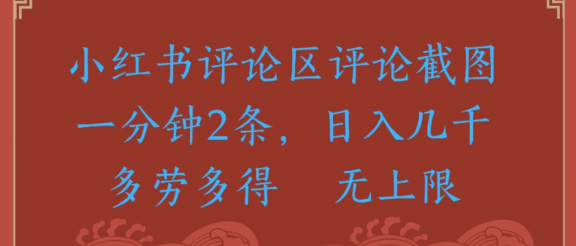 小红书评论区评论，截图一分钟2条，日入几千无上限-多劳多得