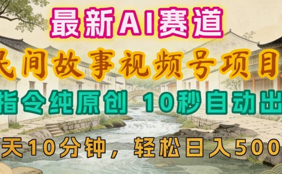 2026年视频号赛道，最新AI民间故事，每日10分钟，轻松日入500+