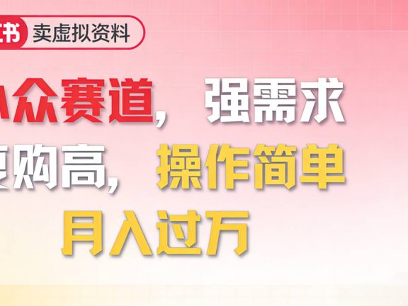 2026年就做小众赛道，强需求，复购高，月入过万，操作简单