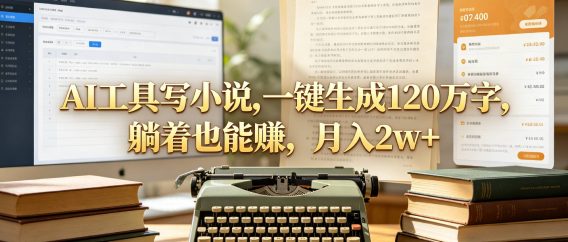 AI工具写小说,一键生成120万字,躺着也能赚,月入2w+!
