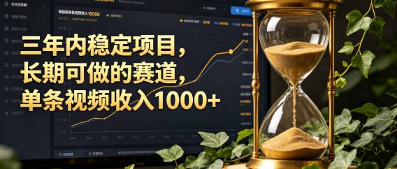 三年内稳定项目，长期可做的赛道，单条视频收入1000+