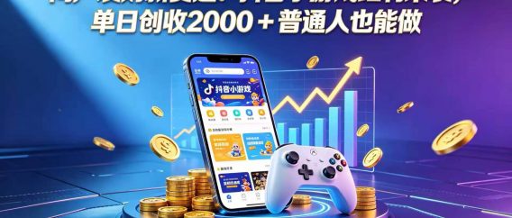 闷声发财新赛道！抖音小游戏红利来袭，单日创收 2000 + 普通人也能做