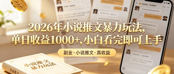 2026年小说推文暴力玩法,单日收益1000+,小白看完即可上手
