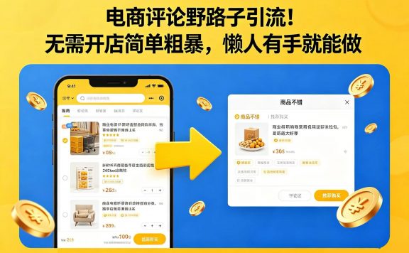 电商评论野路子引流！无需开店简单粗暴，懒人有手就能做
