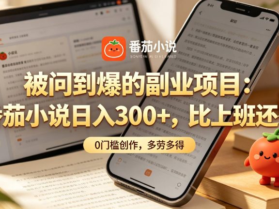 家人们！终于找到不用动脑子的副业了，番茄小说日入 300+