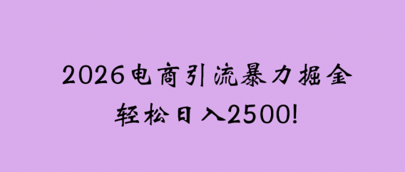 2026电商引流新玩法,日引200,日可入2500+