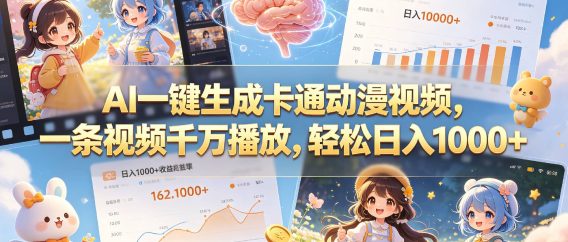 AI一键生成卡通动漫视频,一条视频千万播放,轻松日入1000+