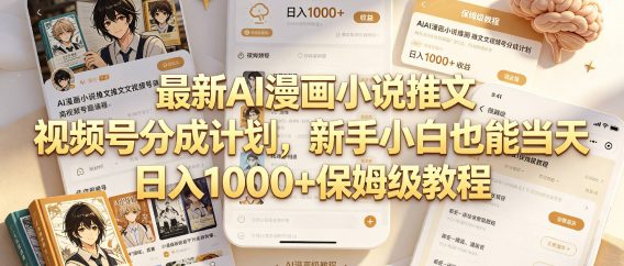 最新AI漫画小说推文视频号分成计划,新手小白也能当天日入1000+保姆级教程