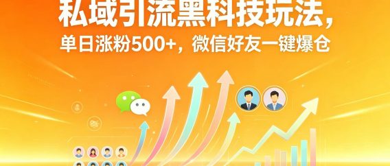 私域引流黑科技玩法，单日涨粉 500+，微信好友一键爆仓