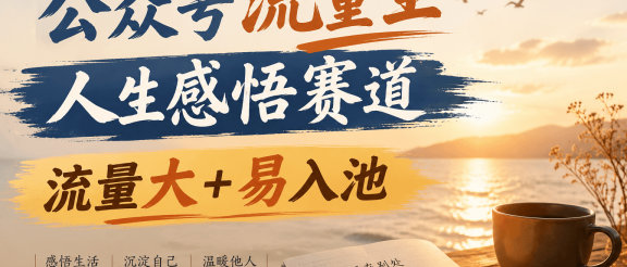 公众号流量主人生感悟赛道，起号快+高流量，单日阅读10w+！