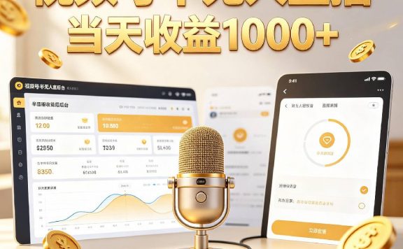 视频号半无人直播，当天收益1000+，操作简单 人人可做
