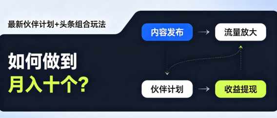 最新伙伴计划+头条组合玩法,如何做到月入十个?